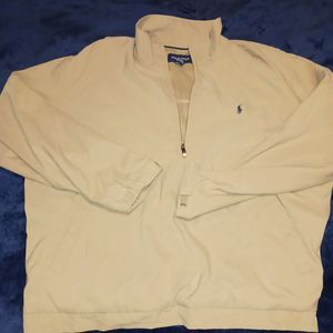 polo golf ralph lauren 1/4 zip jacket xL beige Brown Gold Button Pockets